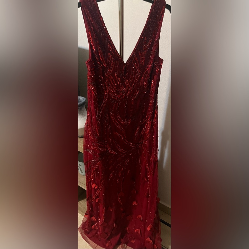 Adrianna Papell Red Sequin Gown